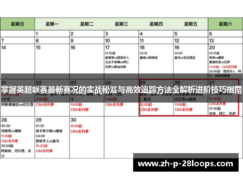 掌握英超联赛最新赛况的实战秘笈与高效追踪方法全解析进阶技巧指南 掌握英超联赛最新赛况的实战秘笈与高效追踪方法全解析进阶技巧指南